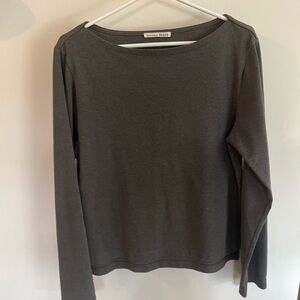 REFORMATION Jeans Gray Sailor Long Sleeve Boat Neck Soft Knit T-Shirt Top